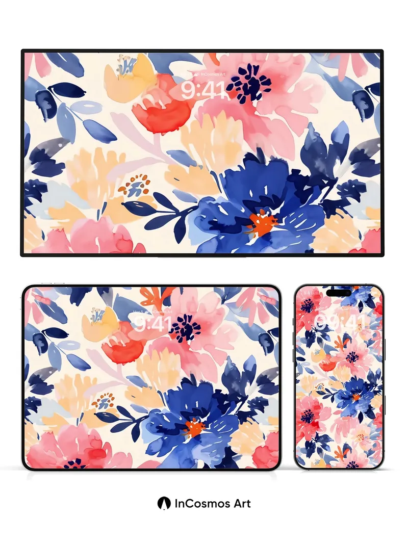 Whispering Petal Wallpaper with Watercolor Depth