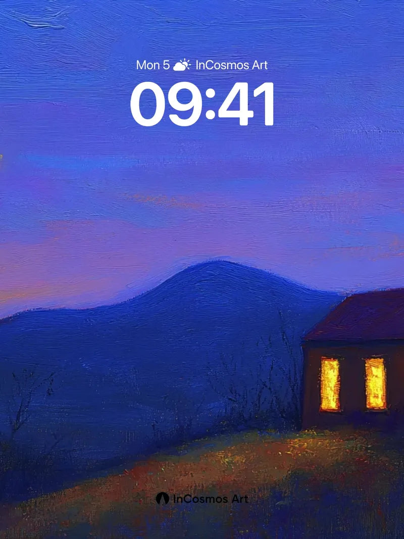 Cobalt Hush Wallpaper with Moonlit Hearth