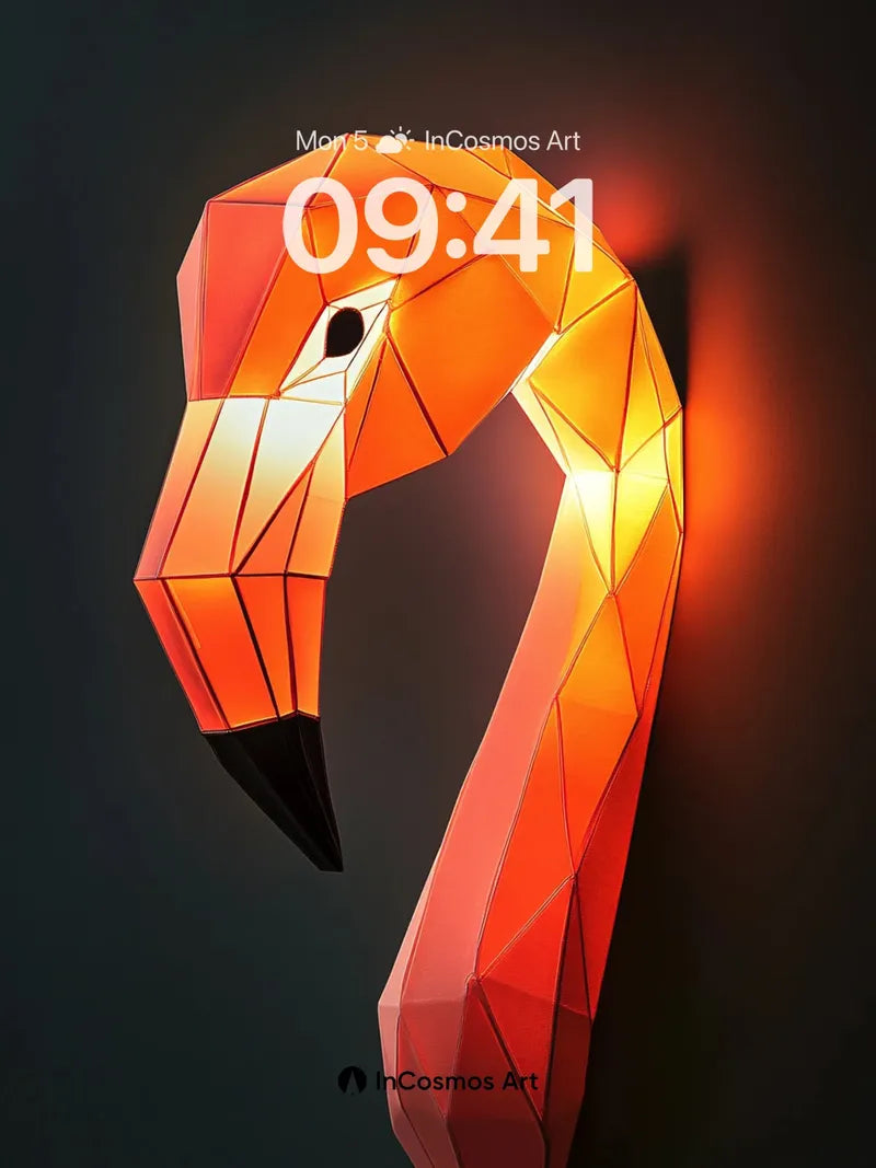 Geometric Flame Wallpaper with Faceted Light