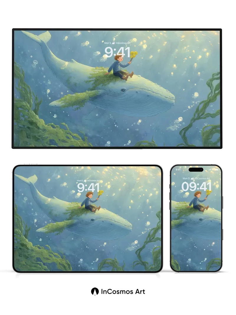 Whispering Depths Wallpaper with Floating Light