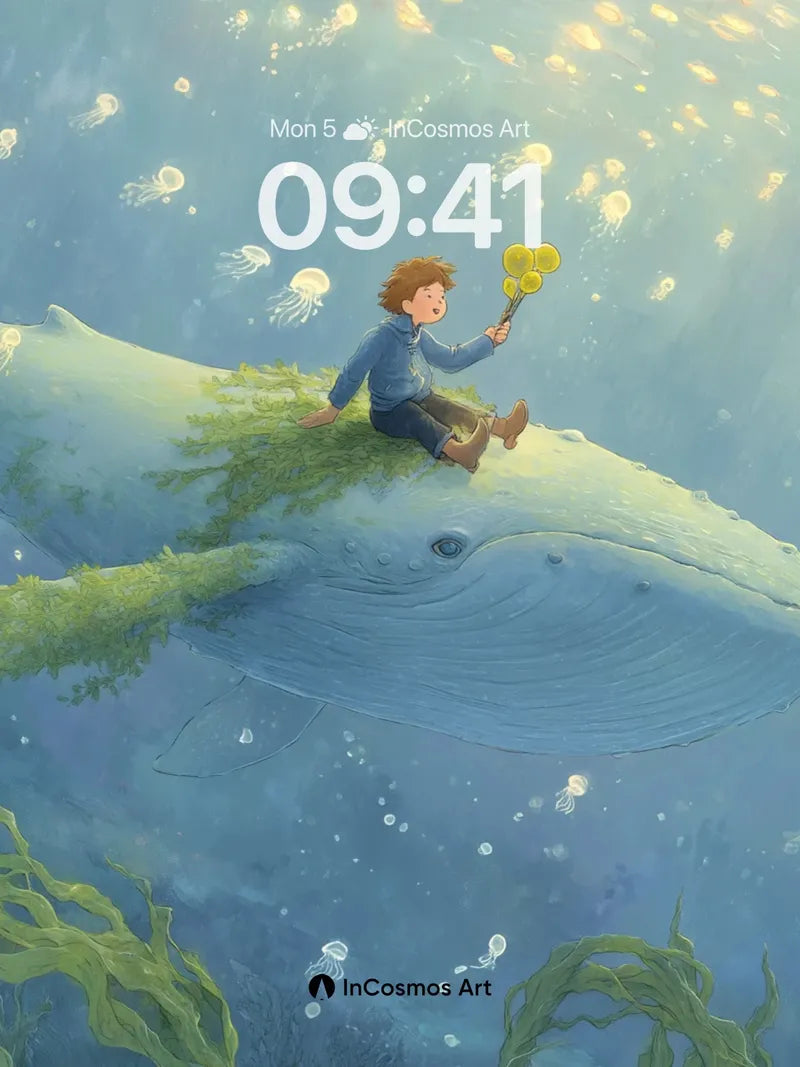 Whispering Depths Wallpaper with Floating Light wallpaper for iPhone, iPad & Mac