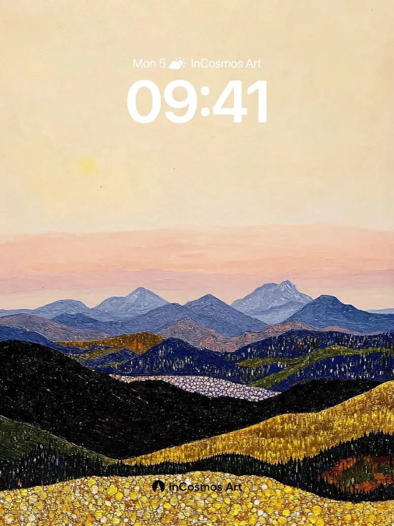 Golden Field Wallpaper with Mountain Hush