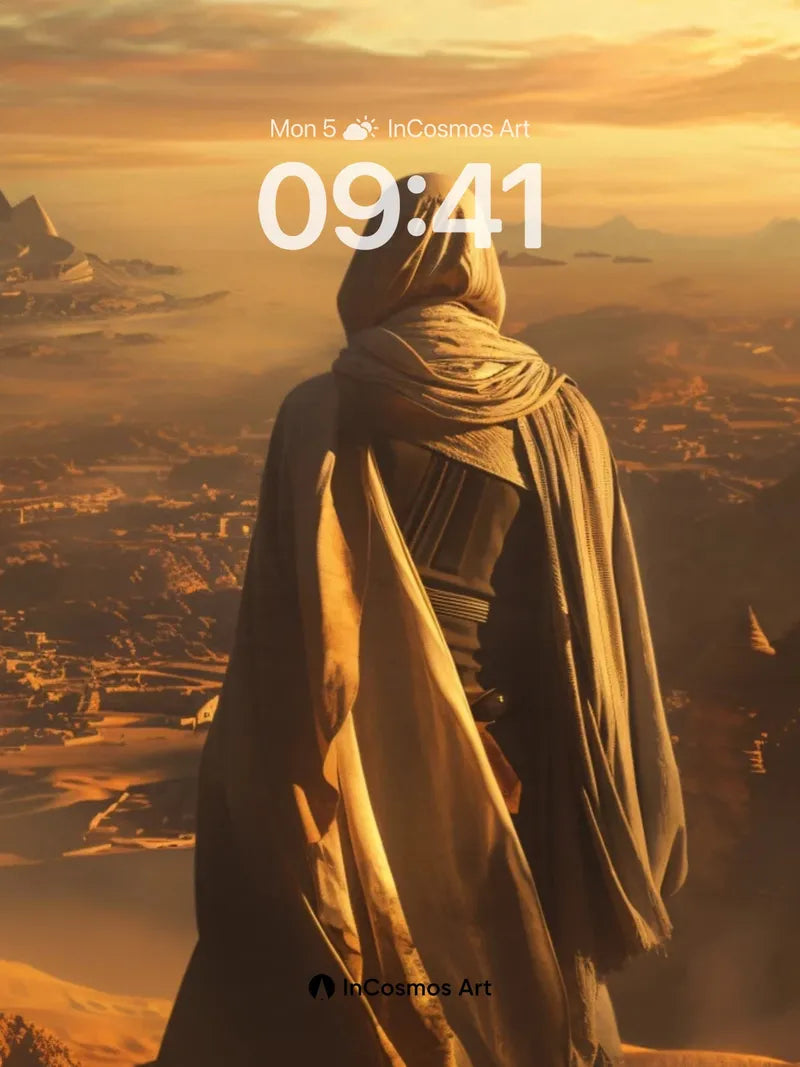 Golden Hush Wallpaper with Floating Pyramid