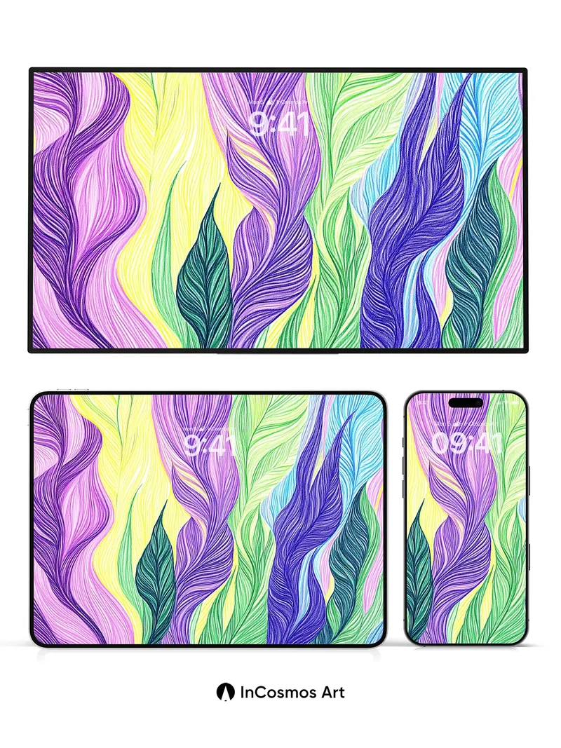 Whispering Feathers Wallpaper with Luminous Veins