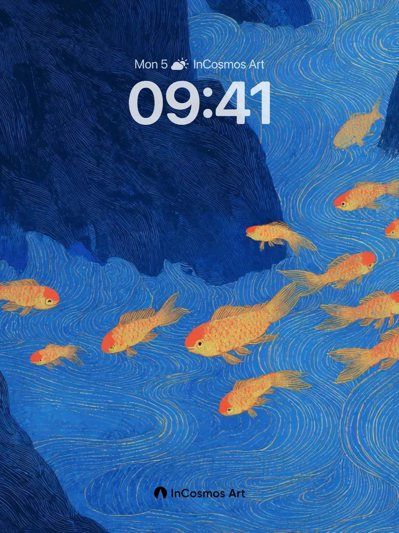 Serenity Flow Wallpaper with Golden Fish Trails