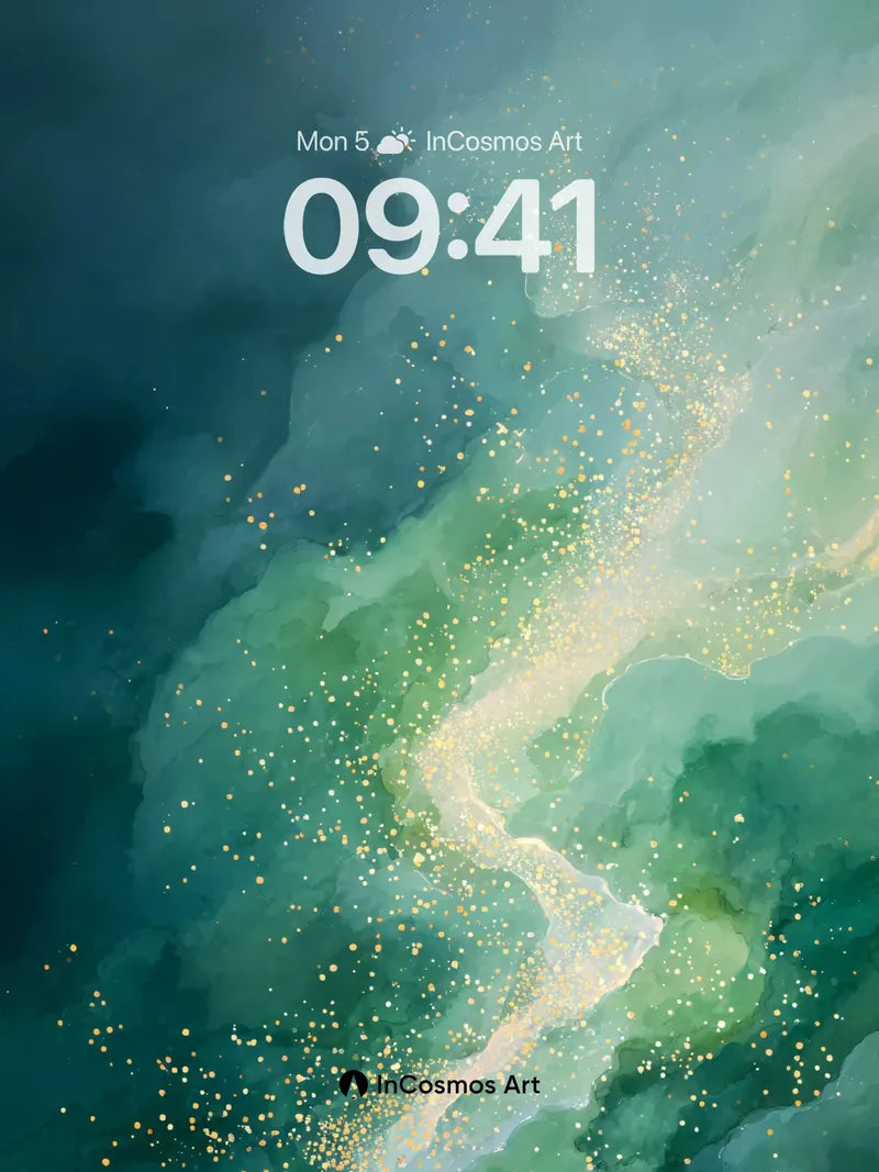 Teal Mist Wallpaper with Golden Dust wallpaper for iPhone, iPad & Mac