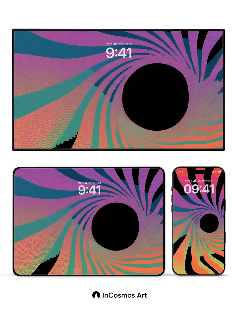 Surreal Vortex Wallpaper with Cosmic Stripes