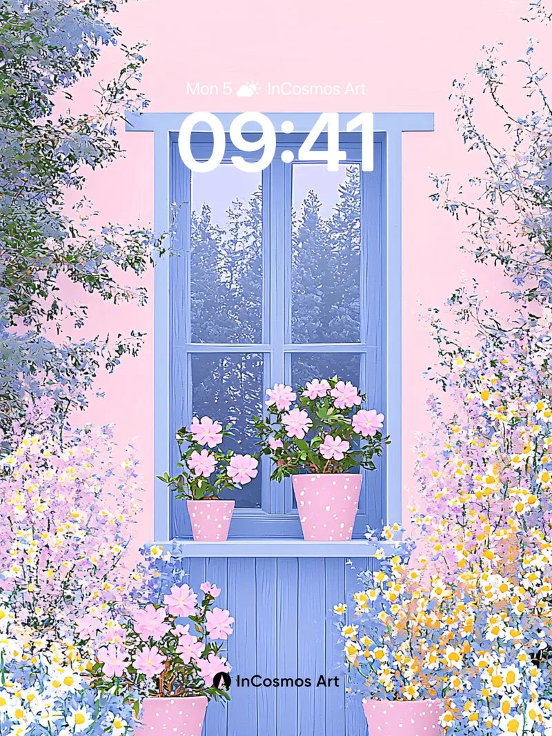 Pastel Reverie Wallpaper with Flower-Crowned Window