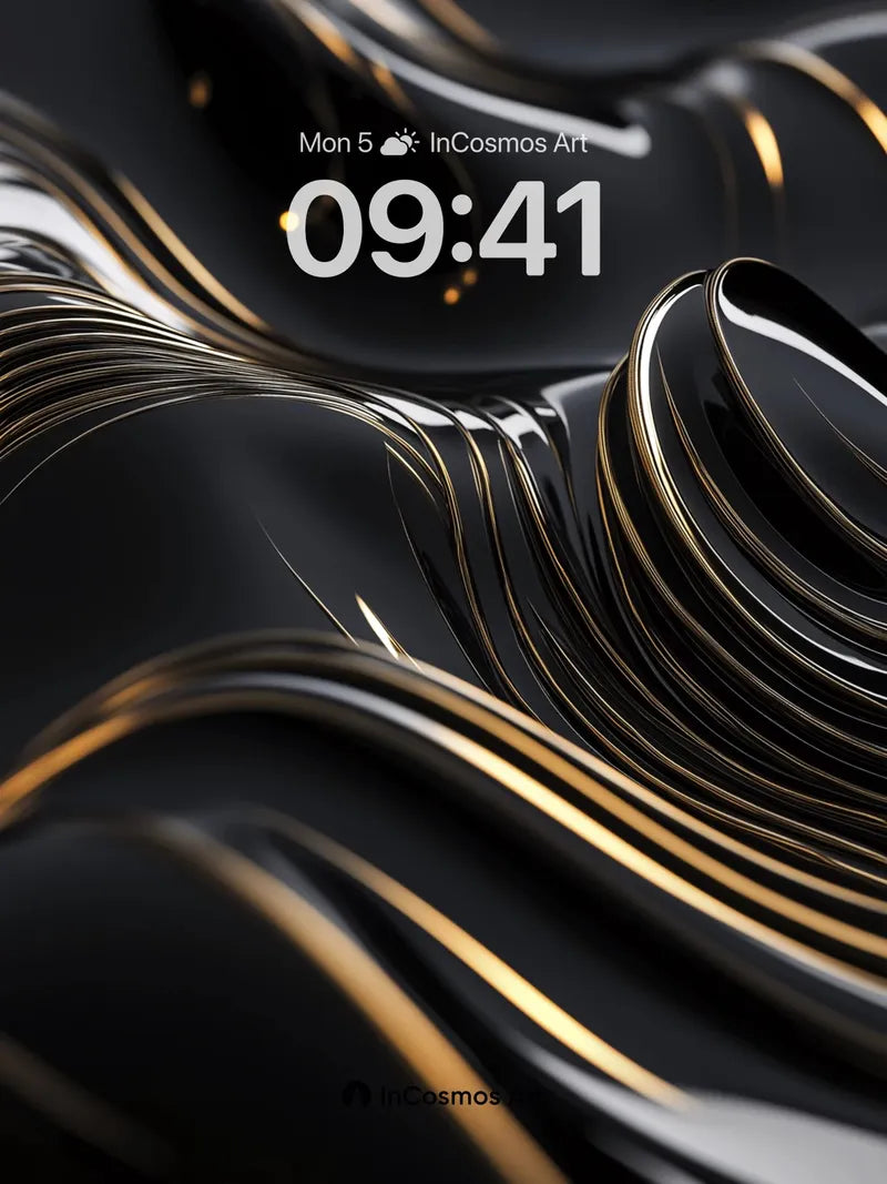 Luminous Waves Wallpaper with Golden Veins