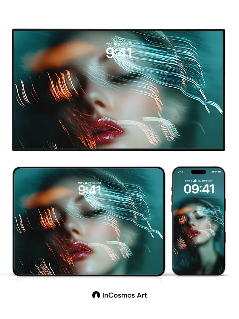 Neon Veil Wallpaper with Light Trails