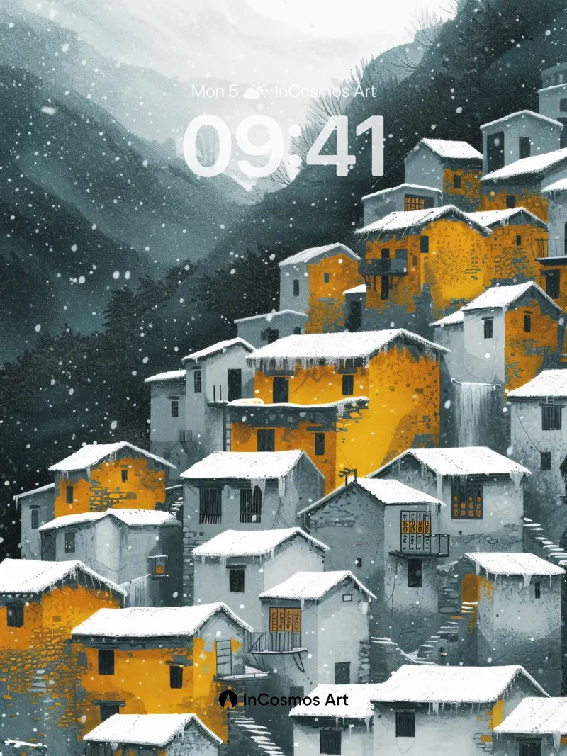 Snowfall Hush Wallpaper with Golden Echoes