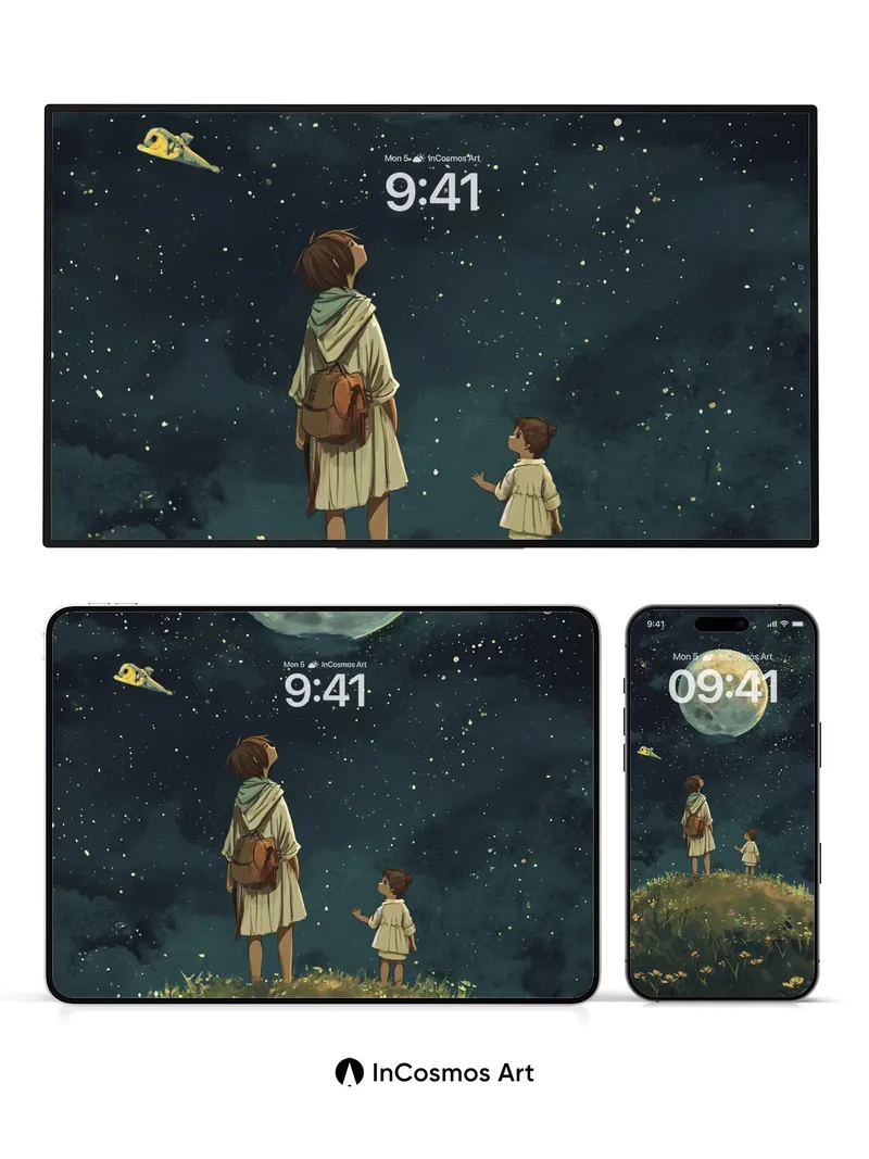 Luminous Moonlight Wallpaper with Starlit Whispers