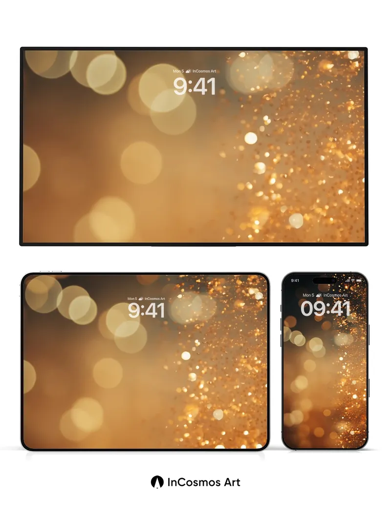 Golden Hush Wallpaper with Floating Light Dust