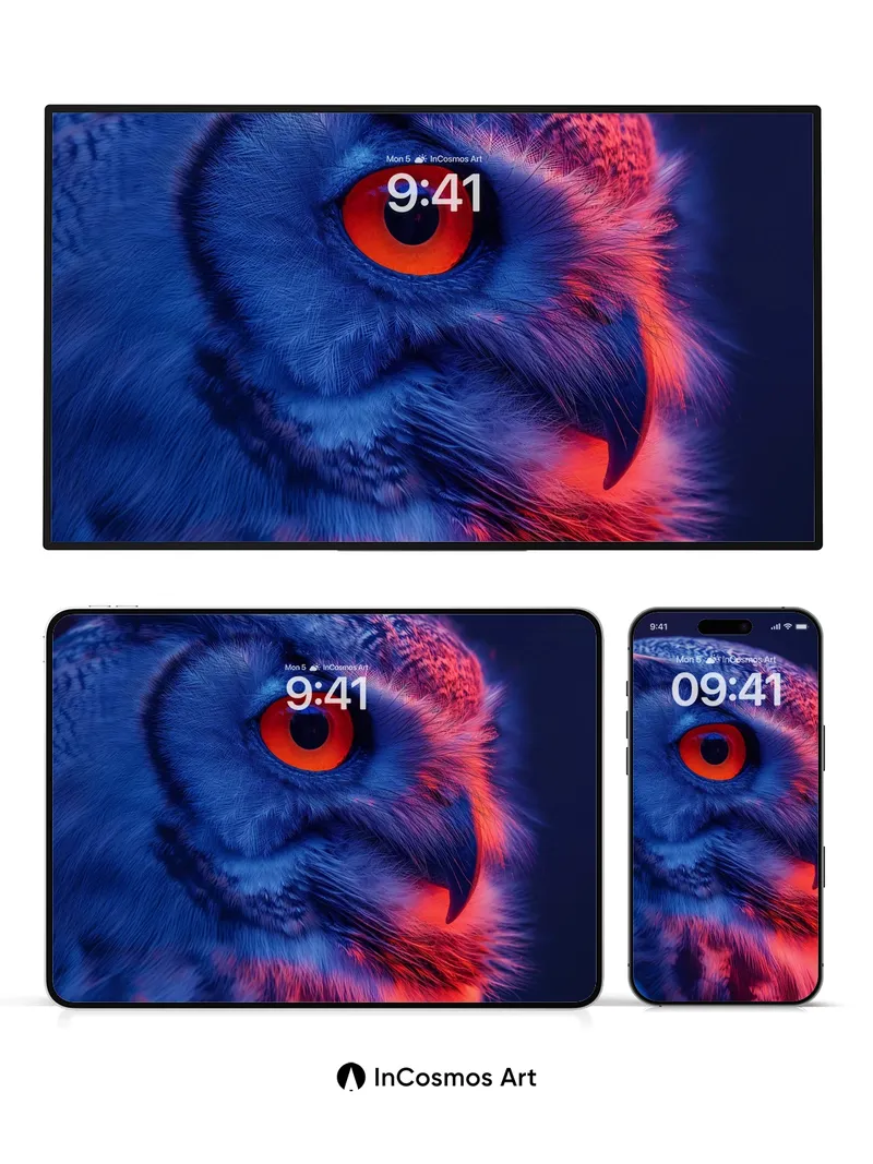 Neon Eclipse Wallpaper with Glowing Eyes