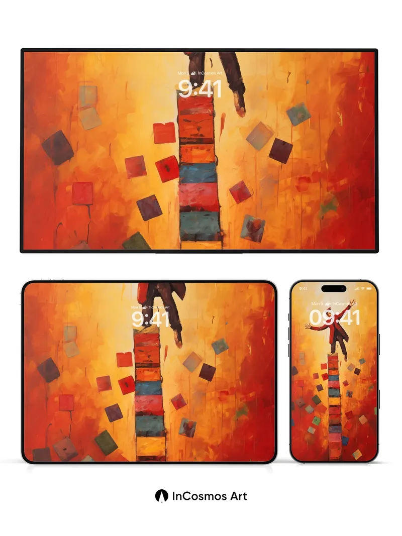 Balancing Act Wallpaper with Floating Squares