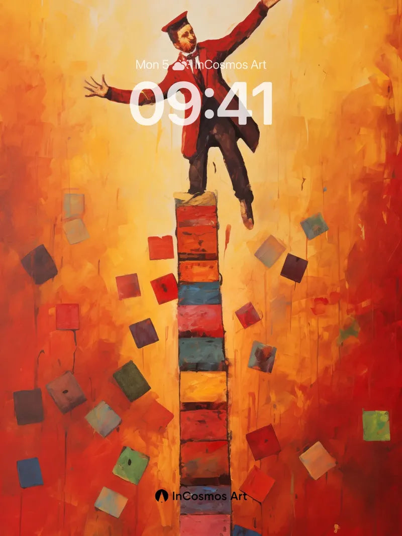 Balancing Act Wallpaper with Floating Squares