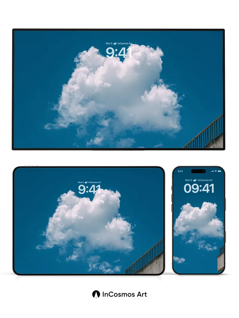 Serene Skyline Wallpaper with Floating Cloud Form