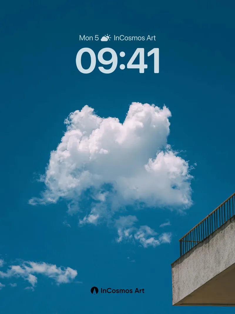 Serene Skyline Wallpaper with Floating Cloud Form