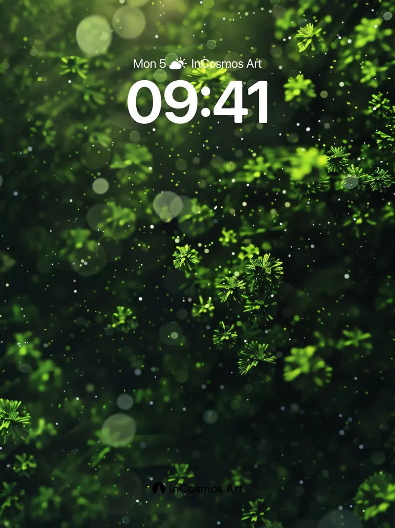 Luminous Forest Wallpaper with Floating Embers