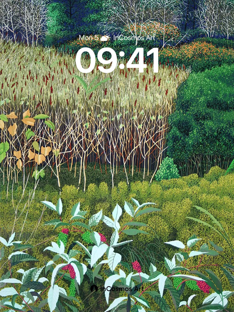 Whispering Marsh Wallpaper with Silver Leaves wallpaper for iPhone, iPad & Mac