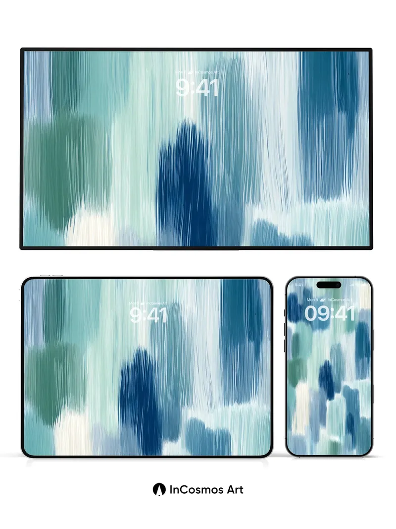 Serene Brushstroke Wallpaper with Icy Depths