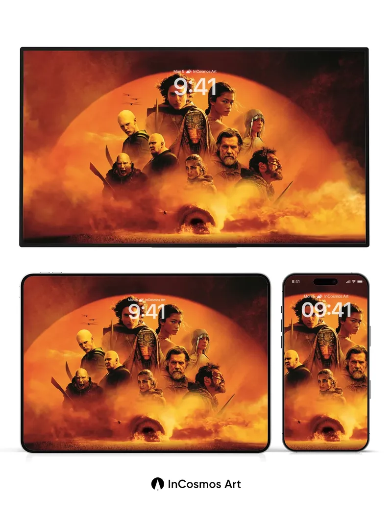 Crimson Horizon Wallpaper with Warrior Silhouettes