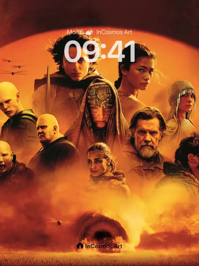 Crimson Horizon Wallpaper with Warrior Silhouettes