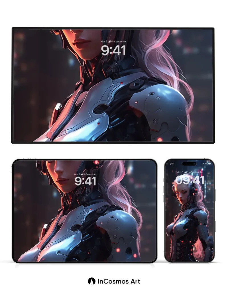 Neon Pulse Wallpaper with Cybernetic Elegance