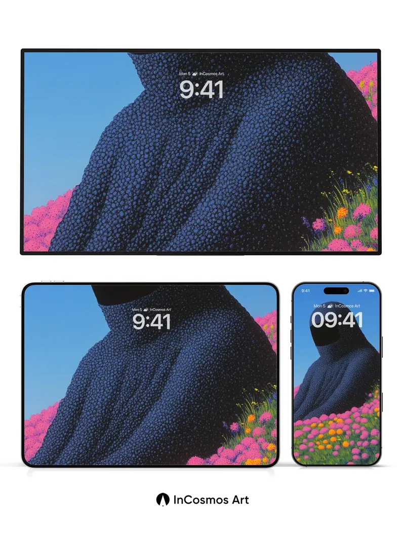 Surreal Bloom Wallpaper with Polka-Dot Veil