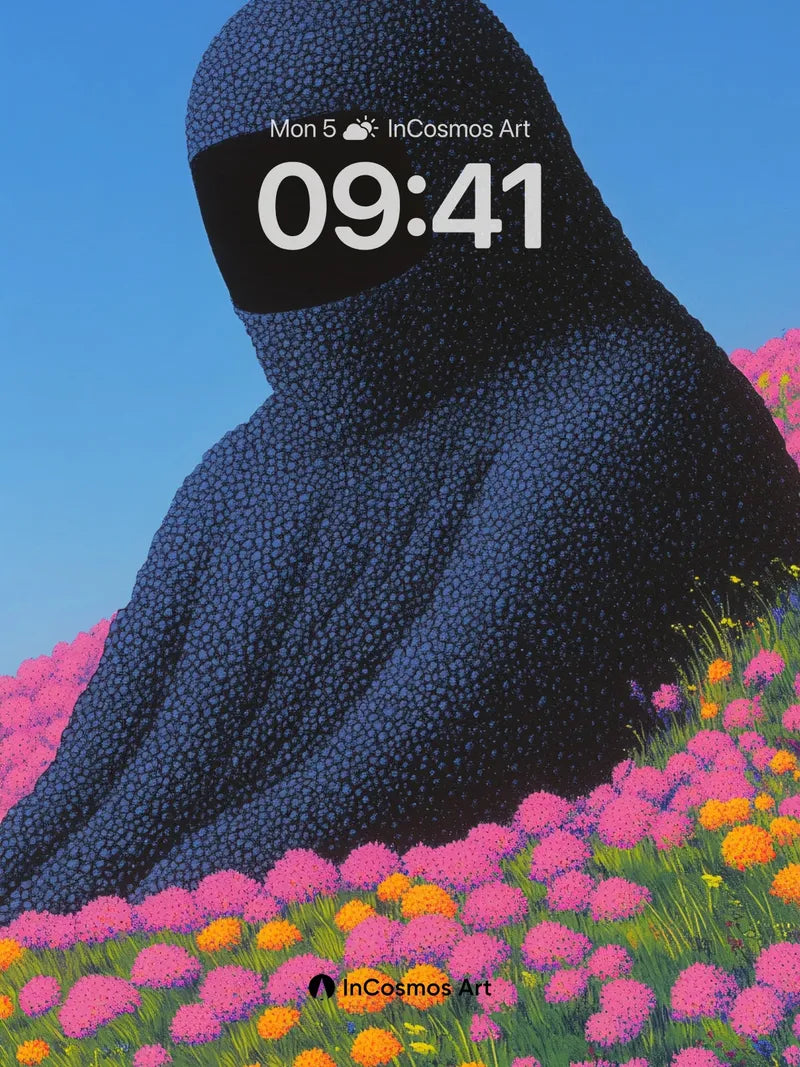 Surreal Bloom Wallpaper with Polka-Dot Veil