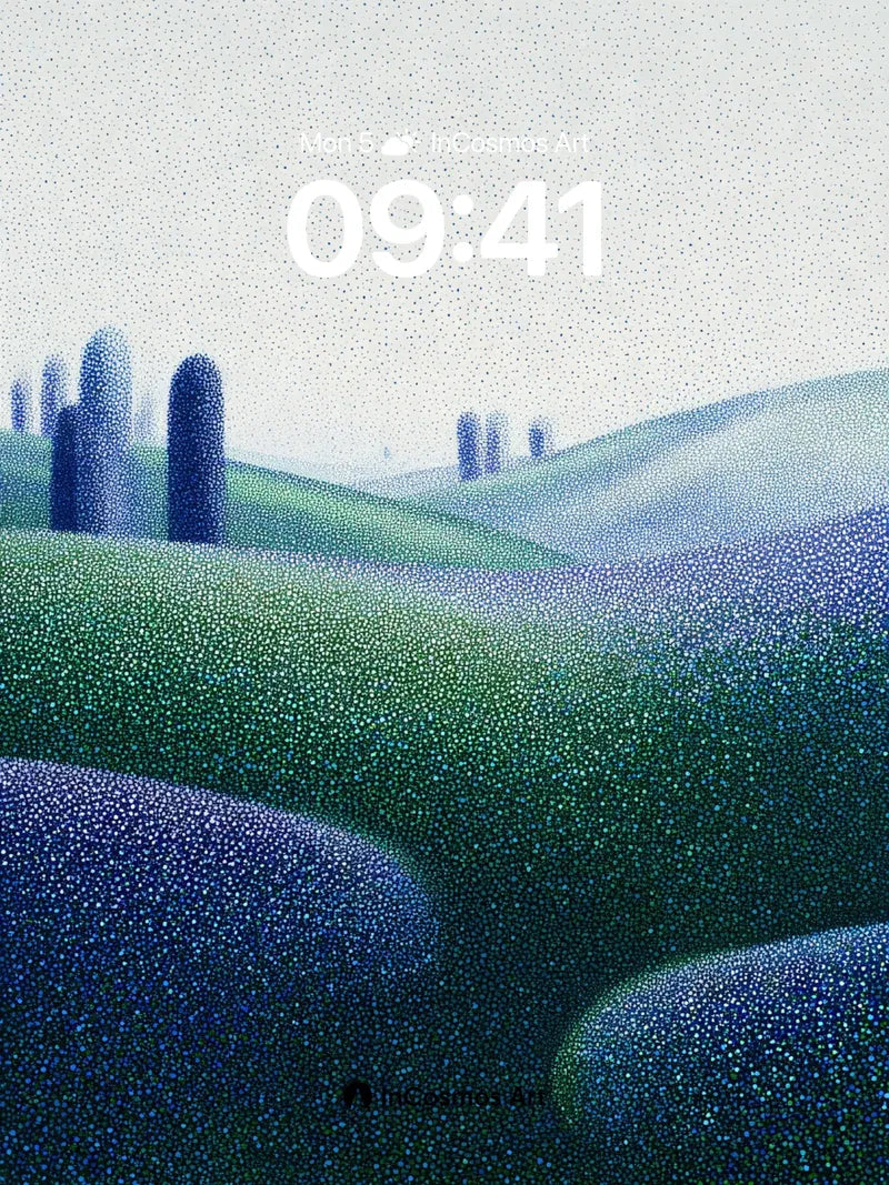 Mist-Spun Hills Wallpaper with Dotted Veil