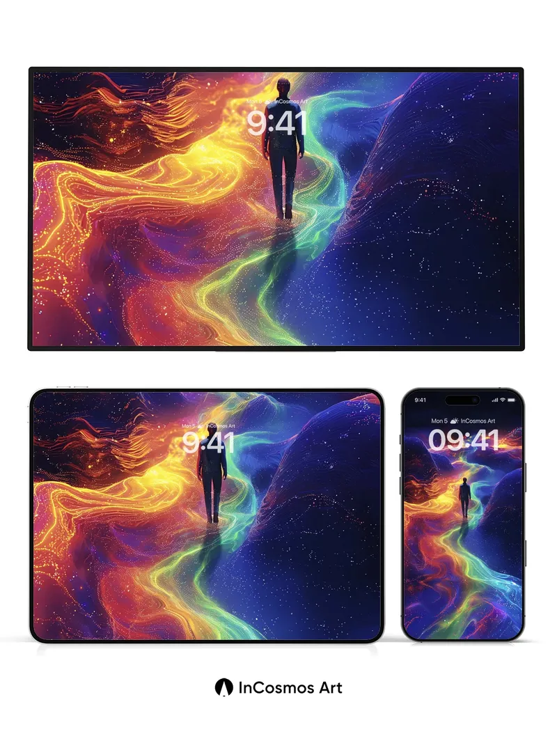 Luminous Pathway Wallpaper with Cosmic Flow