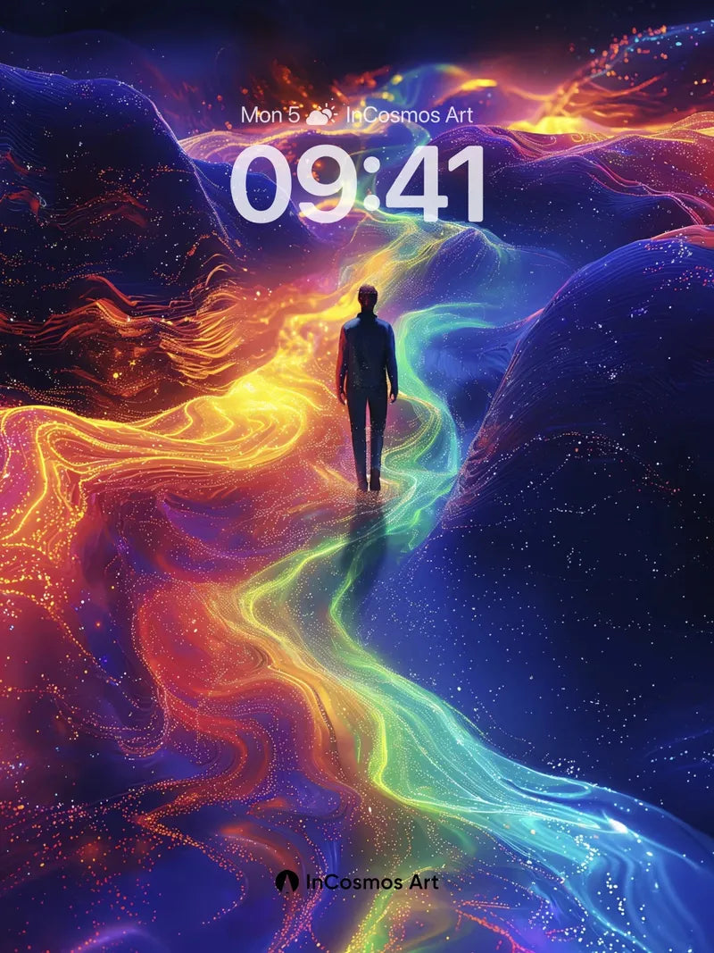 Luminous Pathway Wallpaper with Cosmic Flow