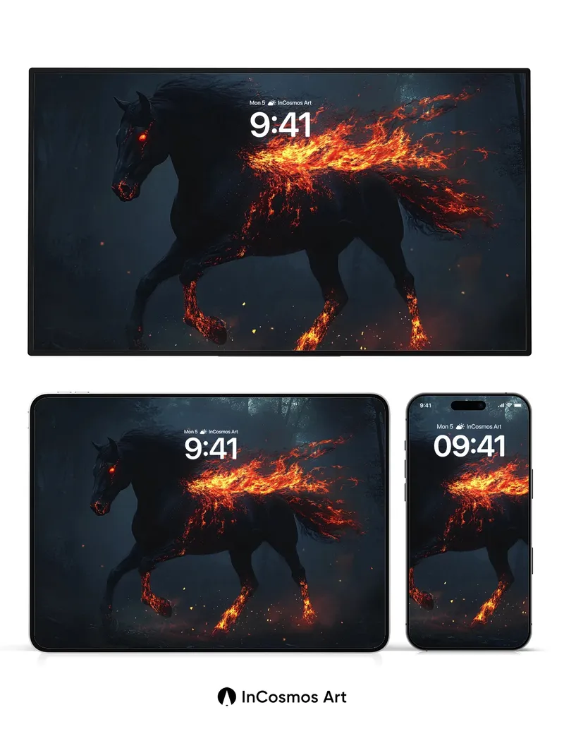 Inferno Steed Wallpaper with Burning Mane