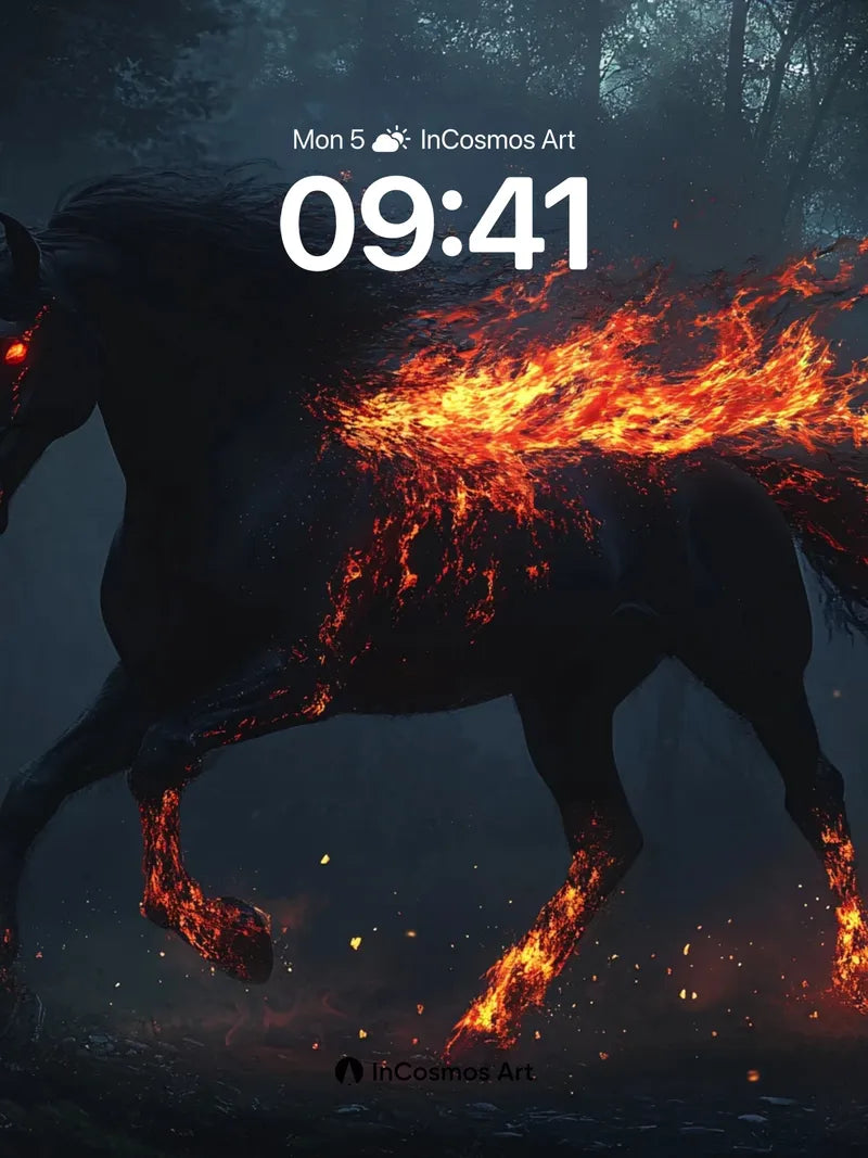 Inferno Steed Wallpaper with Burning Mane