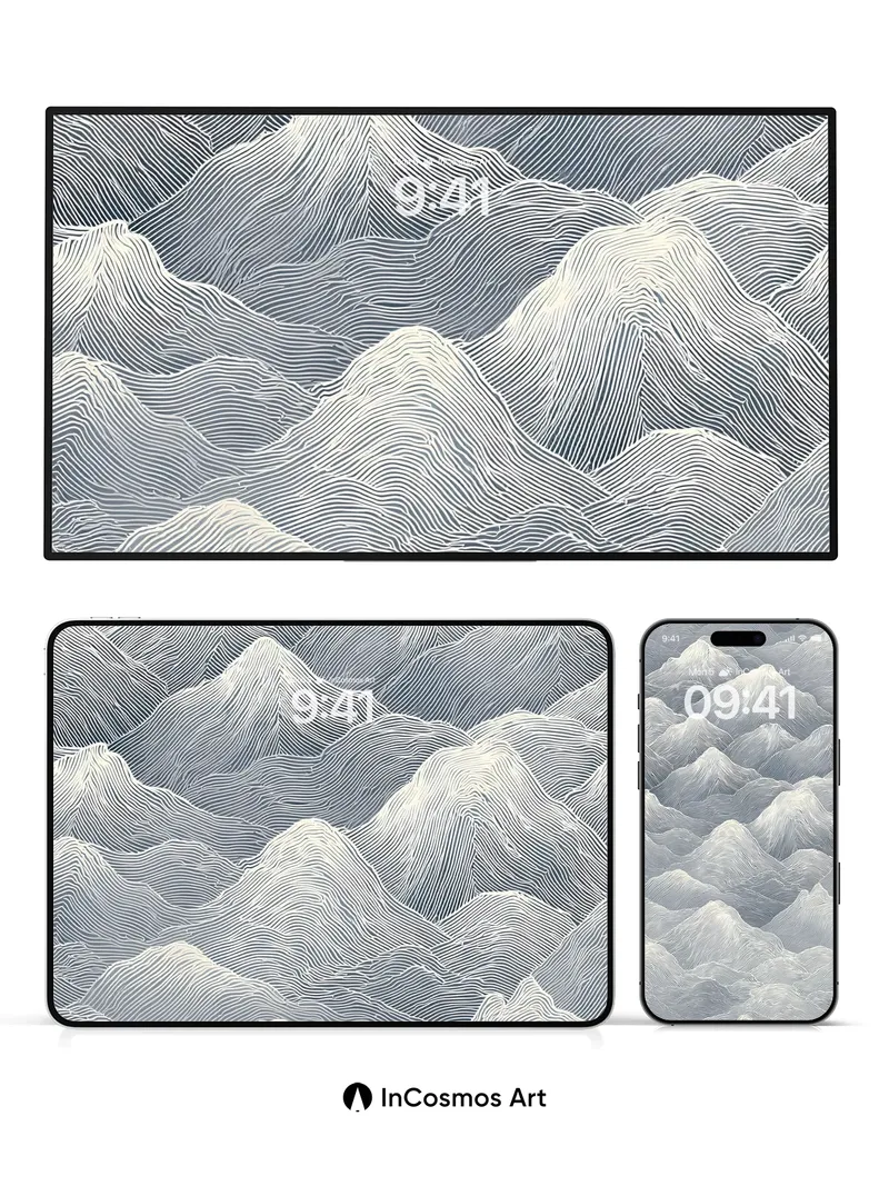 Silent Ridge Wallpaper with Etched Lines