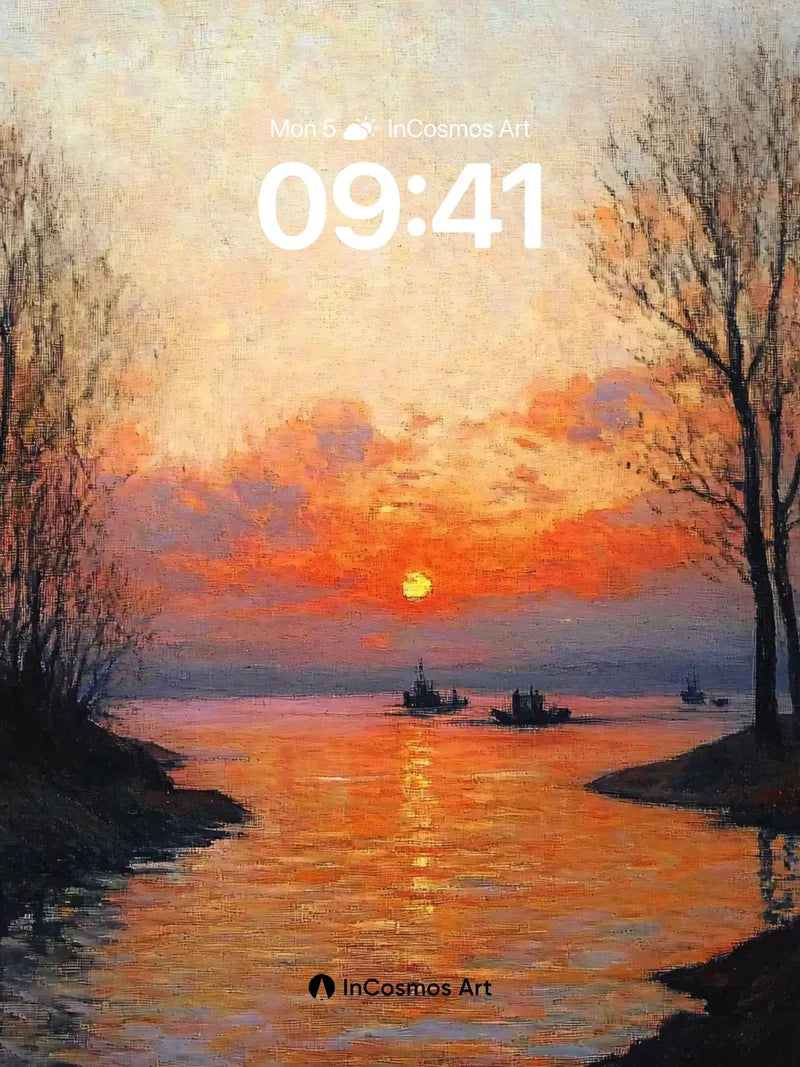 Golden Hush Wallpaper with River Reflections wallpaper for iPhone, iPad & Mac