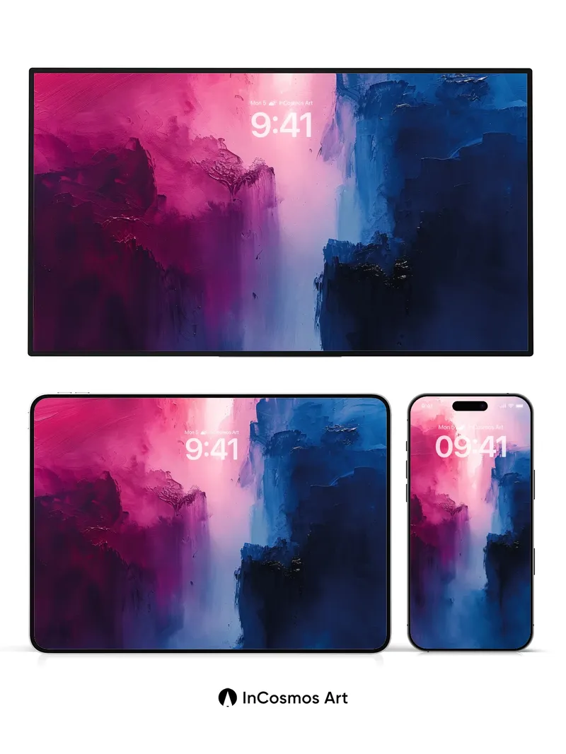 Crimson Abyss Wallpaper with Floating Cliffs