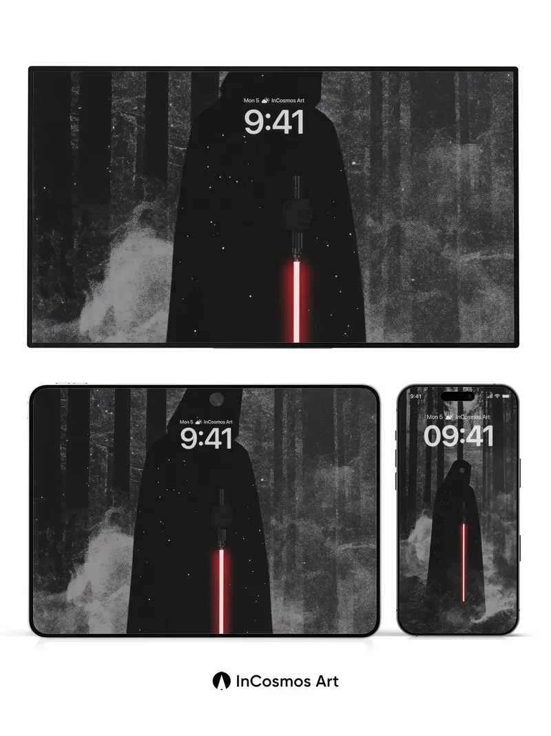 Shadowed Sentinel Wallpaper with Crimson Light