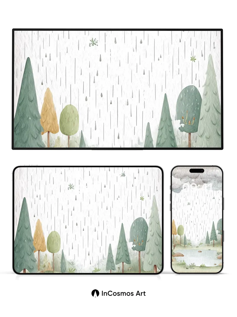 Whispering Rainforest Wallpaper with Soft Canopy