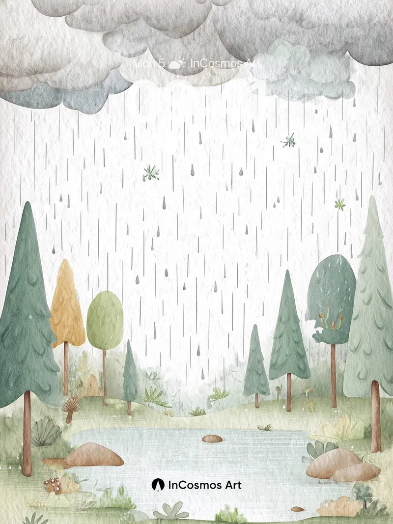 Whispering Rainforest Wallpaper with Soft Canopy