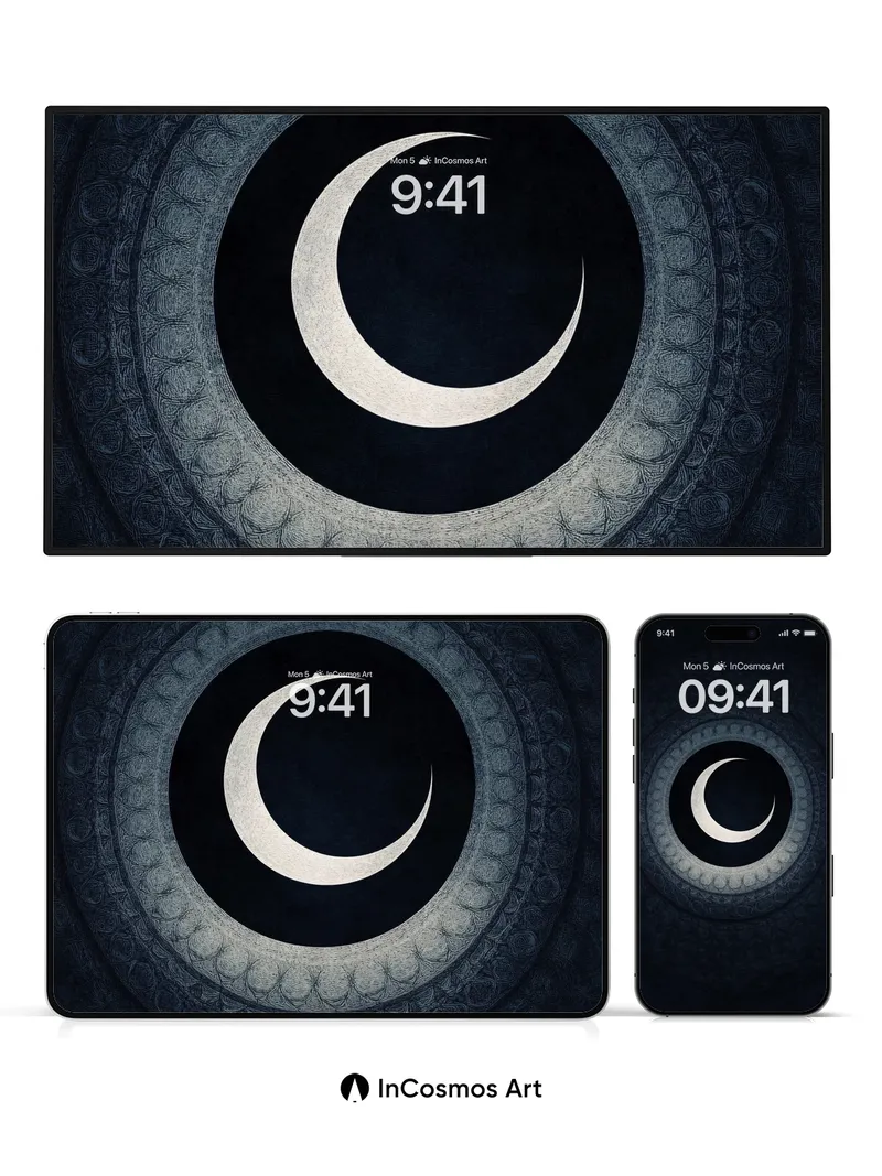 Silent Moonlight Wallpaper with Engraved Circles