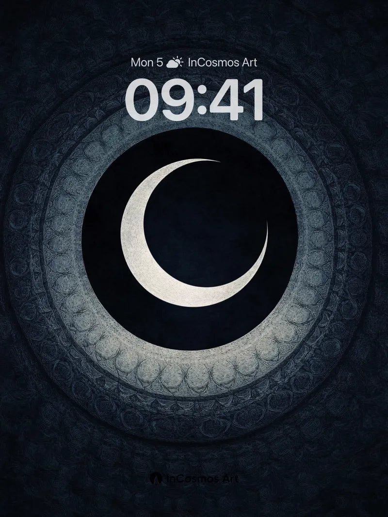 Silent Moonlight Wallpaper with Engraved Circles