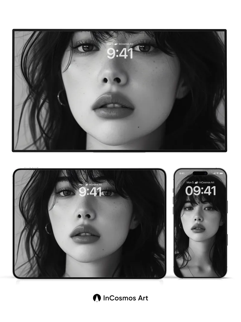 Monochrome Reverie Wallpaper with Soft Light Trails