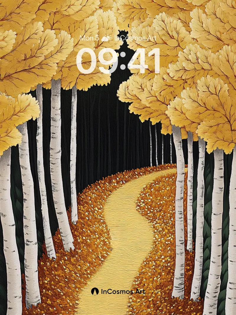 Golden Hush Wallpaper with Birch Whispers