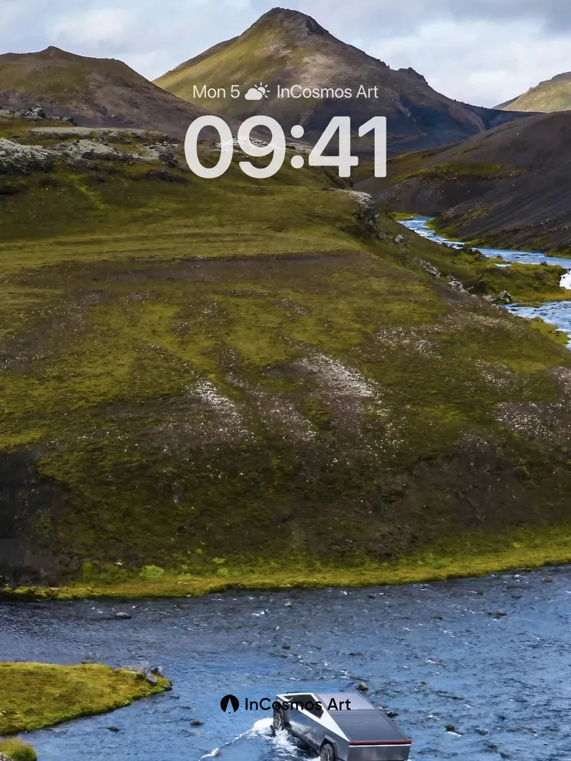 Futurist River Run Wallpaper with Metal Skin