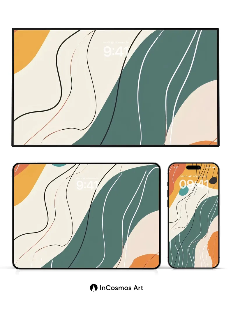 Whispering Currents Wallpaper with Floating Forms