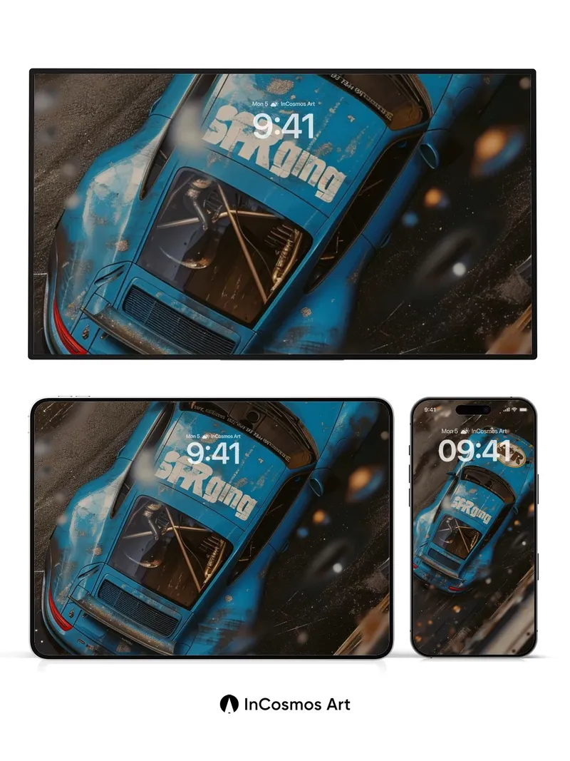 Rust-Slicked Velocity Wallpaper with Rain-Scoured Lines