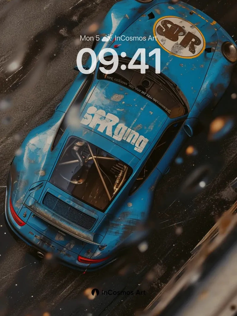 Rust-Slicked Velocity Wallpaper with Rain-Scoured Lines