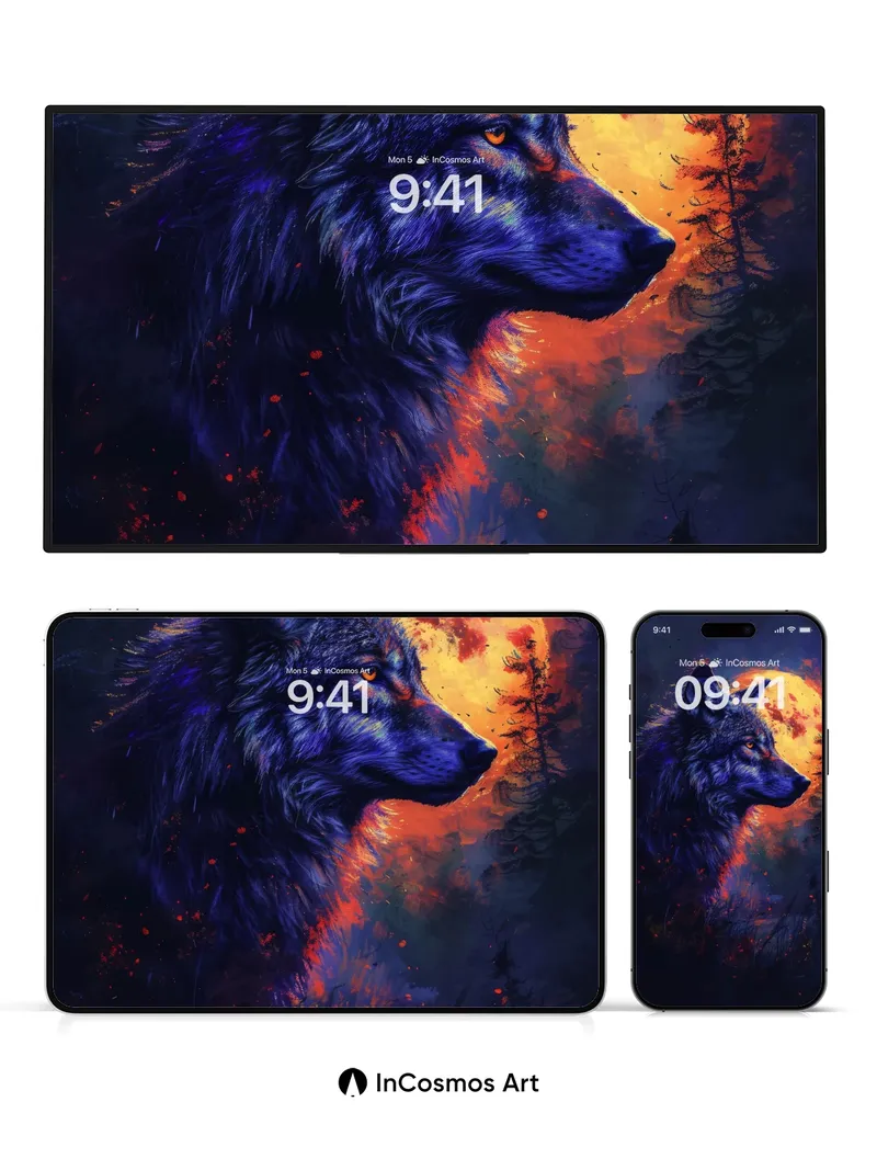 Crimson Moonlight Wallpaper with Howling Shadow